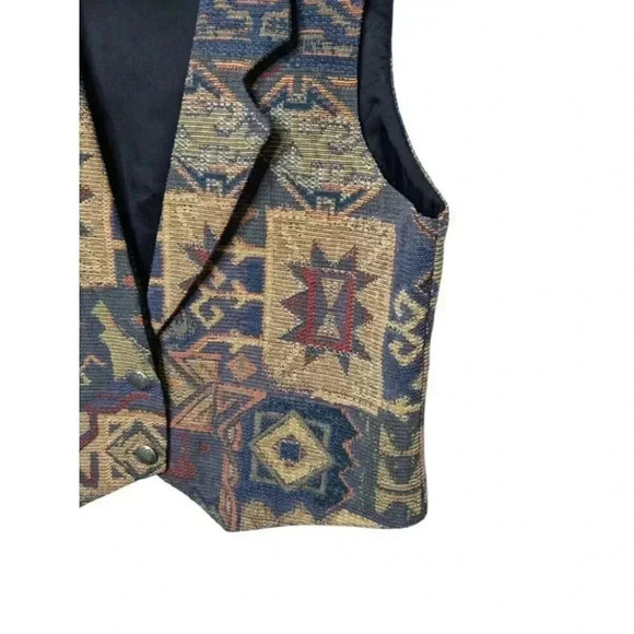 Vintage Deborah Murray Abstract Tapestry Western Vest Size L/G Made in Canada - Picture 6 of 9